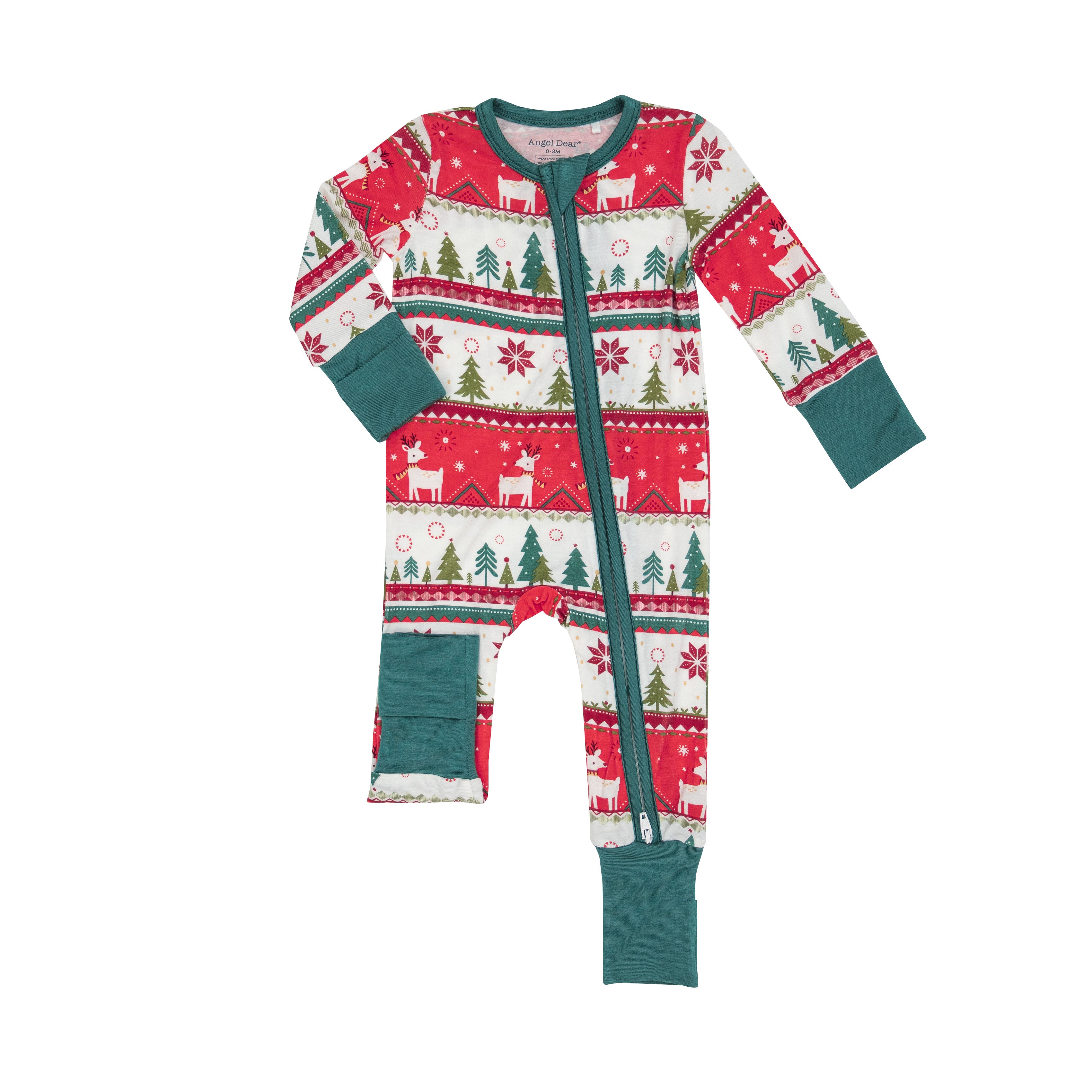 Angel Dear Reindeer Fair Isle 2-Way Zipper Romper Red