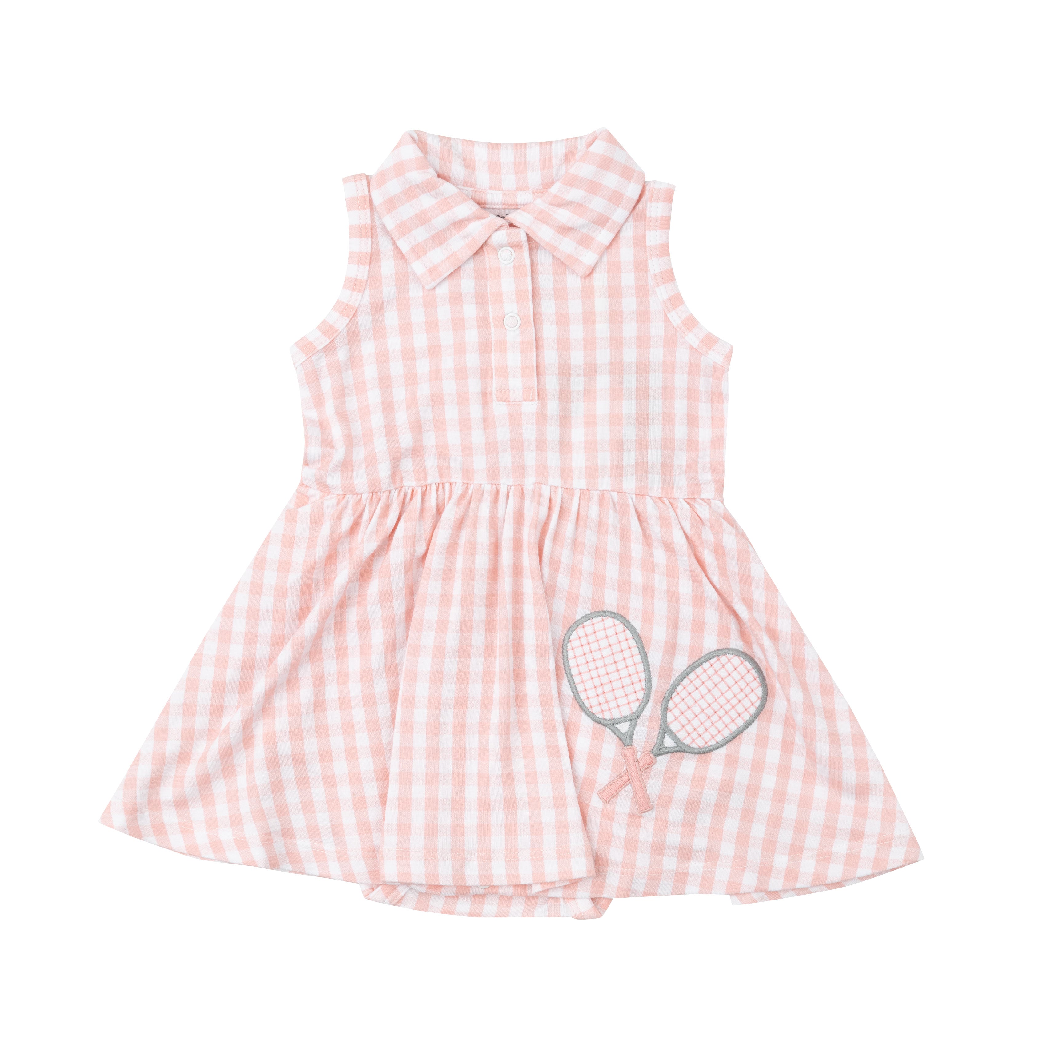 Angel Dear Pink Gingham Tennis Tank Bodysuit Dress