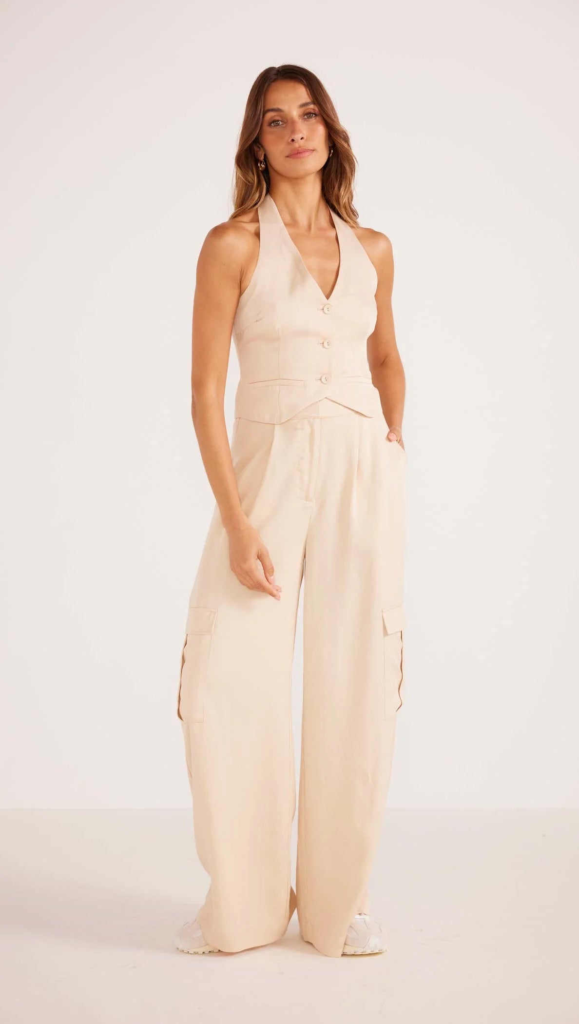 Mink Pink Fabella Cargo Pants Beige | Vagabond Apparel Boutique