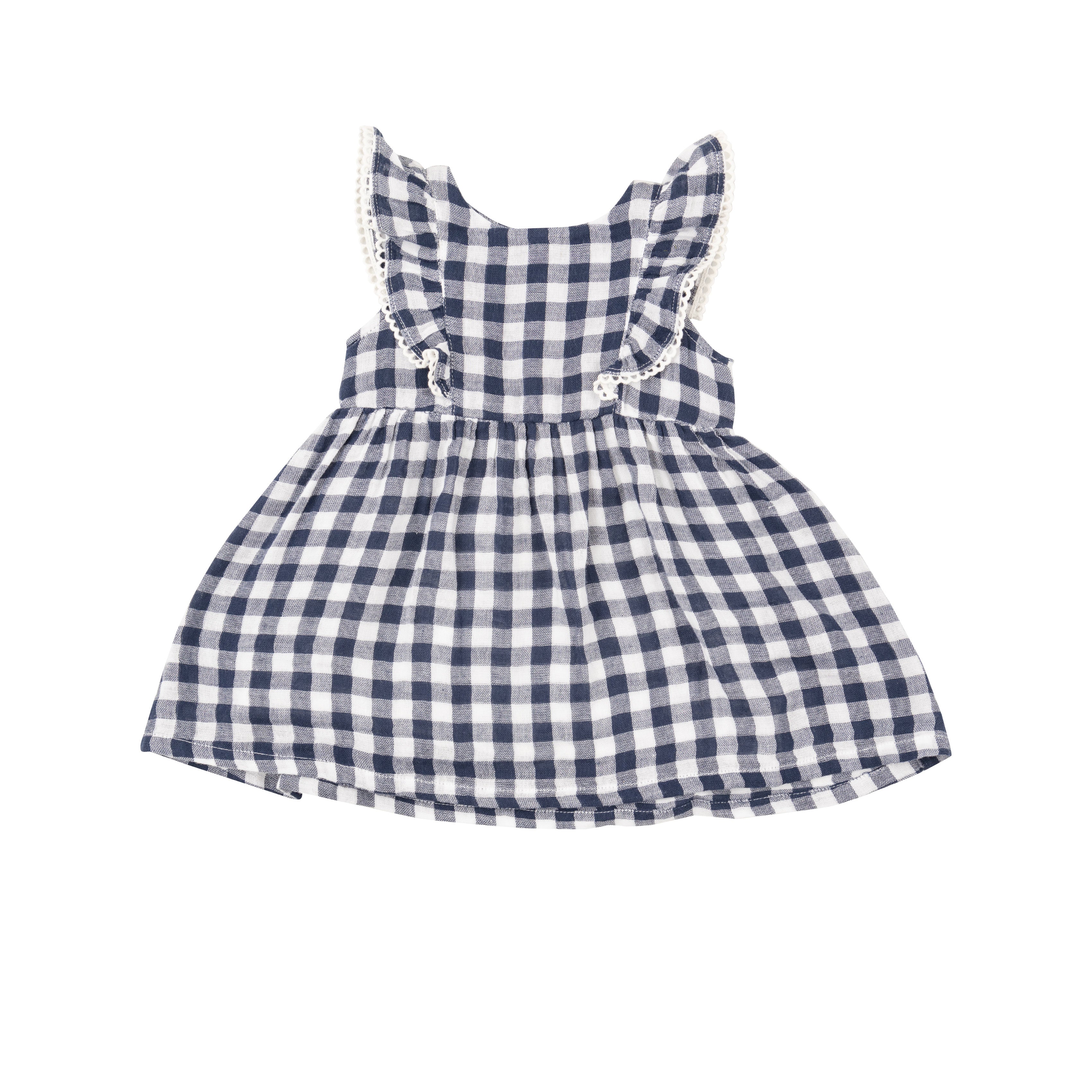 Angel Dear Gingham Navy Ruffle Dress