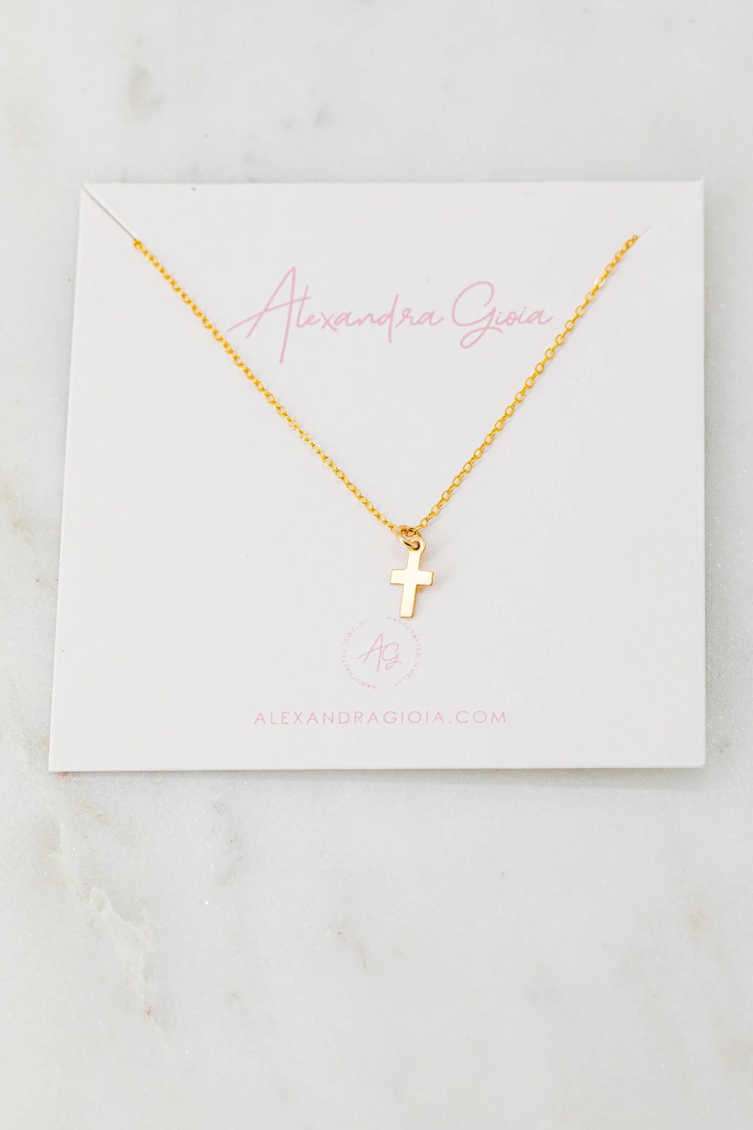 Alexandra Gioia Dainty Gold Filled Cross Necklace 16" | Vagabond Apparel Boutique