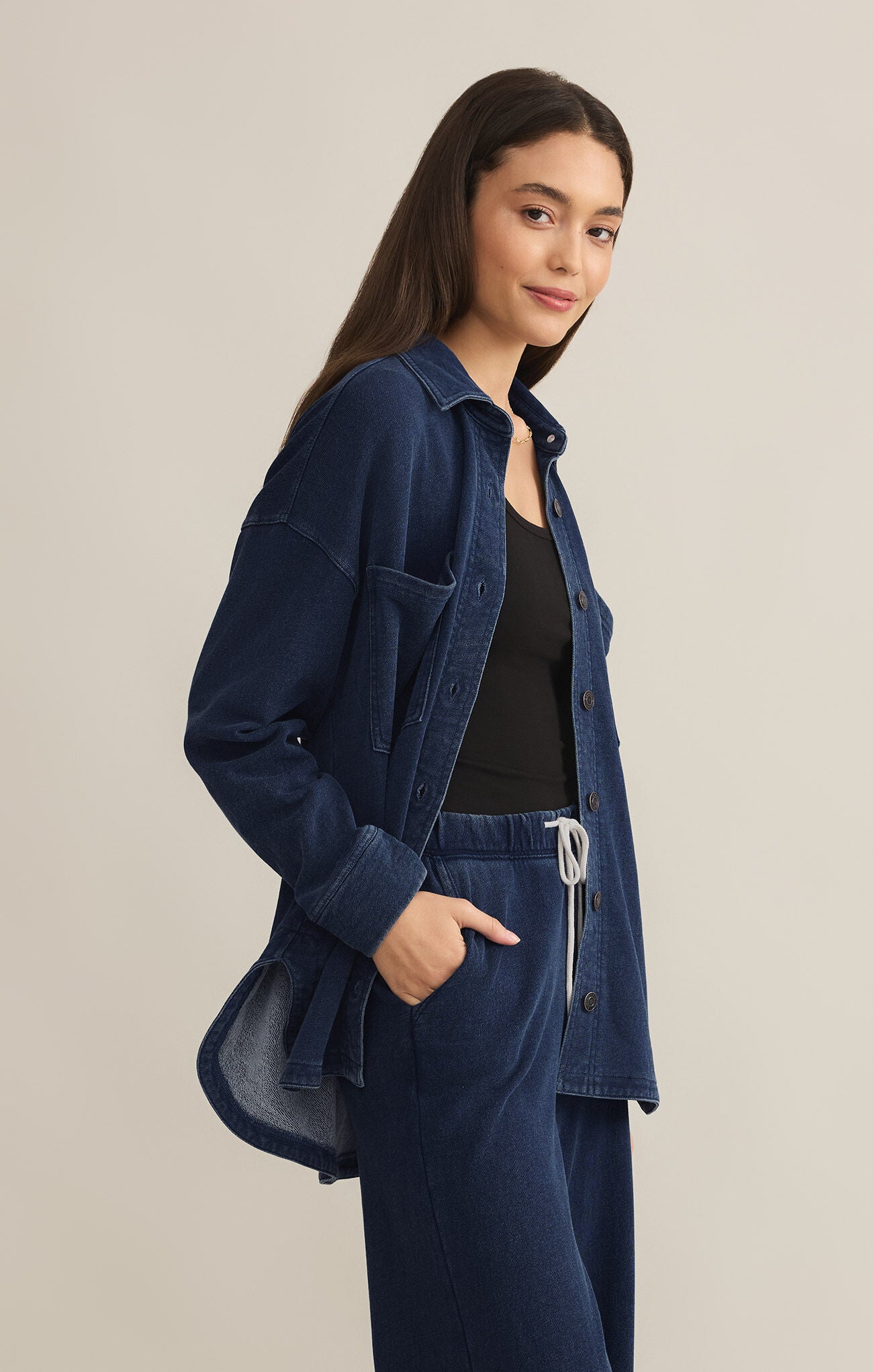 Z Supply All Day Knit Denim Jacket Indigo | Vagabond Apparel Boutique