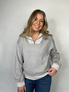 Bella Dahl Mix Knit Henley Zip Sweatshirt | Vagabond Apparel Boutique