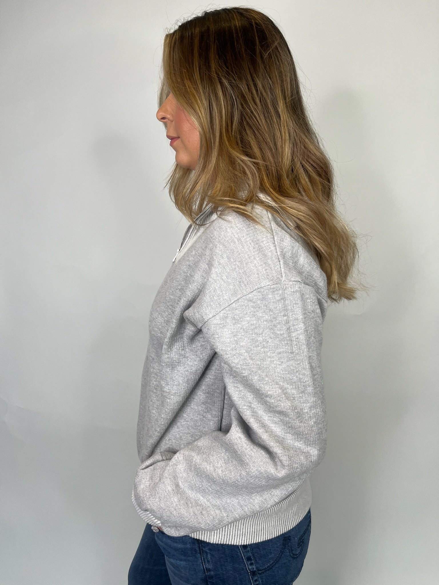 Bella Dahl Mix Knit Henley Zip Sweatshirt | Vagabond Apparel Boutique