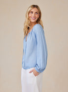 Bella Dahl Shirred Raglan Tie Front Blouse | Vagabond Apparel Boutique