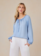 Bella Dahl Shirred Raglan Tie Front Blouse | Vagabond Apparel Boutique