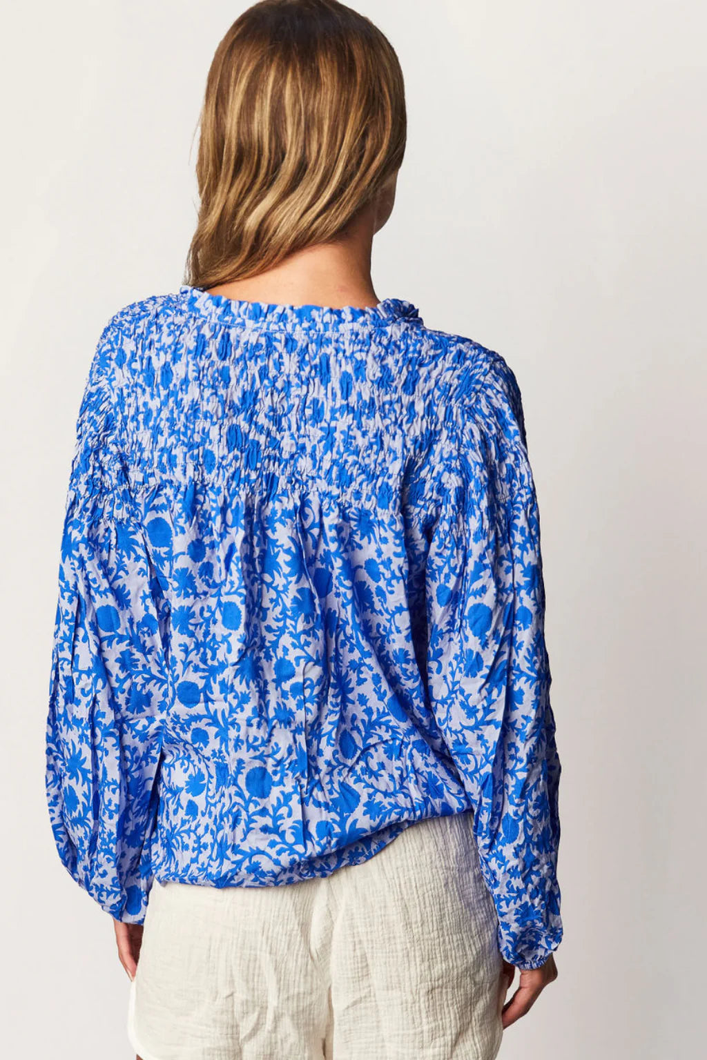 Citrine Lorelai Blouse Blue Blooms | Vagabond Apparel Boutique