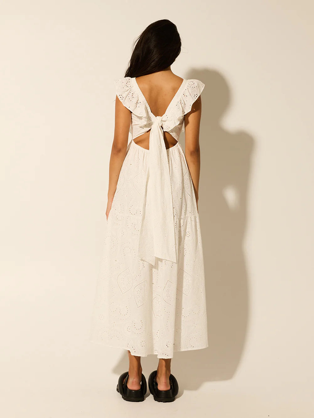 Kivari Clove Midi Dress White Broiderie | Vagabond Apparel Boutique