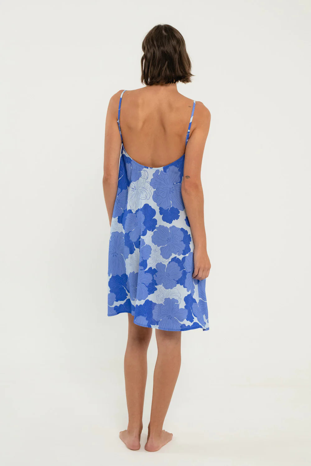 Citrine Carmel Mini Dress Blue Floral