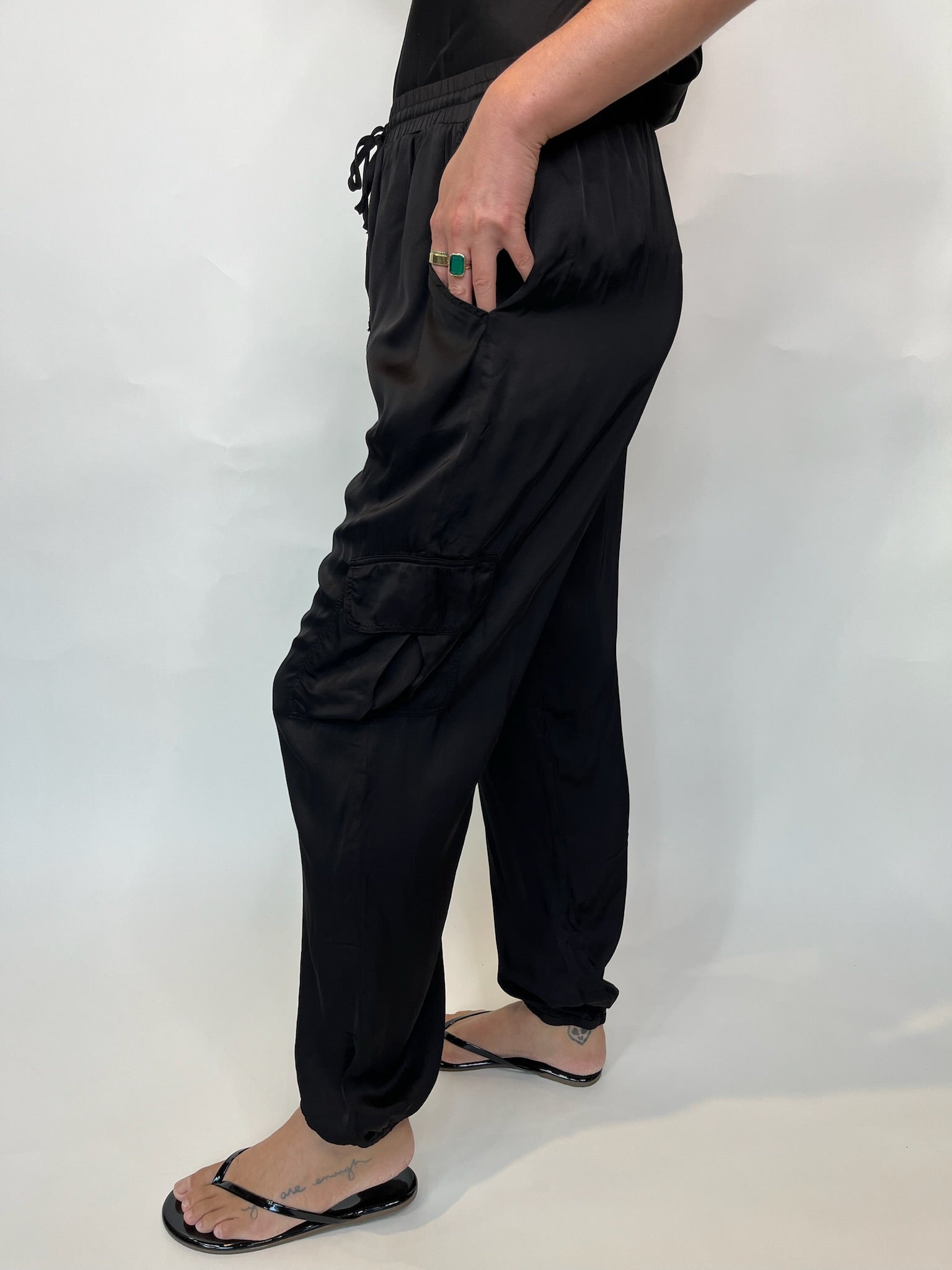 Eco-Satin Harlow Pant Black | Vagabond Apparel Boutique