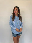 Free People Airbrushed Blossom Denim Shirt | Vagabond Apparel Boutique