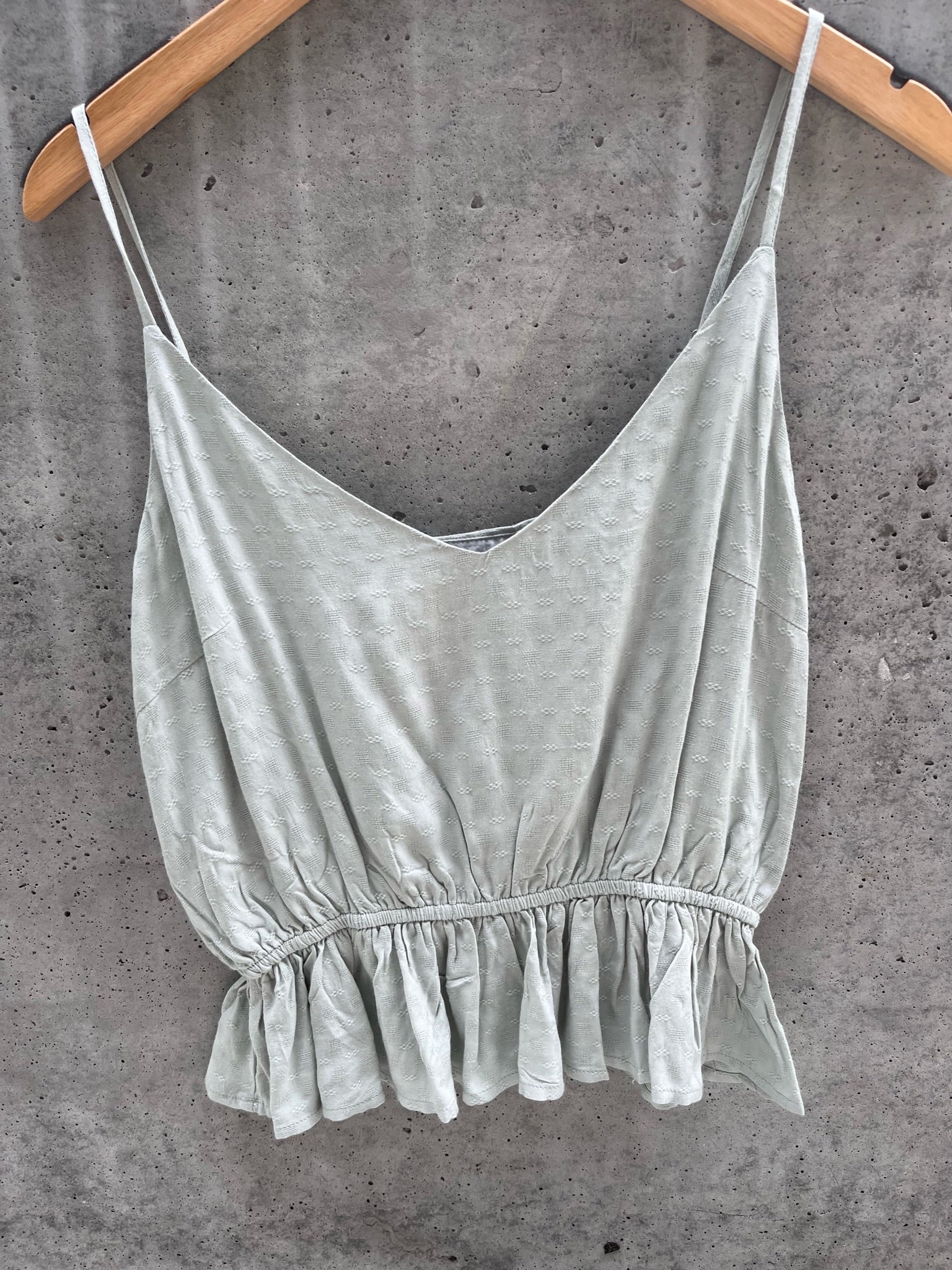 Grade Textured Rayon Ruffle Tank Celladon