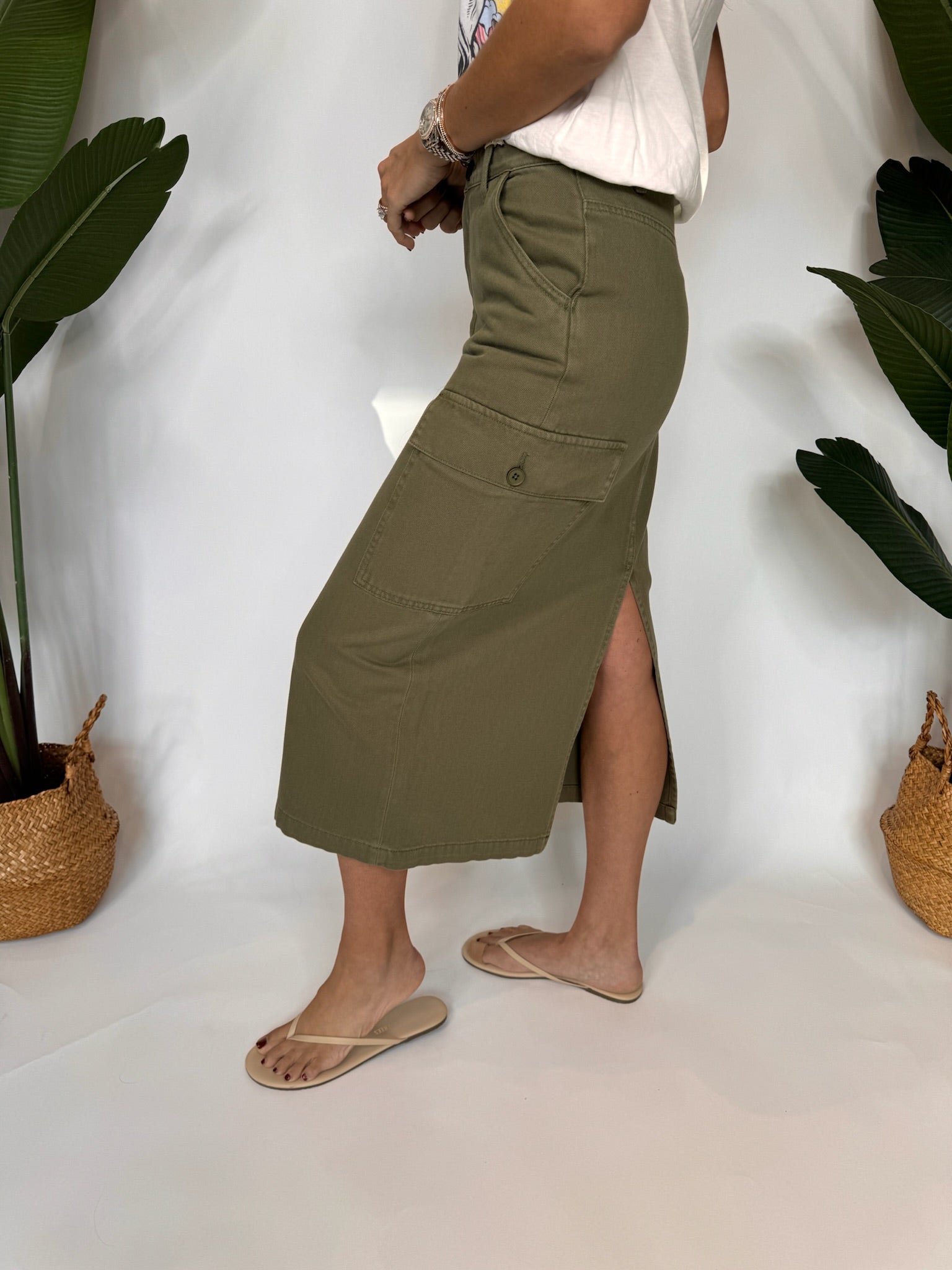 By Together Cargo Skirt Olive