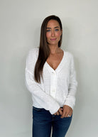 KLD 3 Button Sweater Cardigan White | Vagabond Apparel Boutique