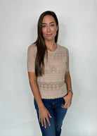 KLD Lurex Knit Top Taupe/Gold | Vagabond Apparel Boutique