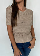 KLD Lurex Knit Top Taupe/Gold | Vagabond Apparel Boutique