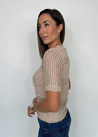 KLD Lurex Knit Top Taupe/Gold | Vagabond Apparel Boutique