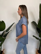 Splendid Kathryn Short Sleeve Shirt Indigo