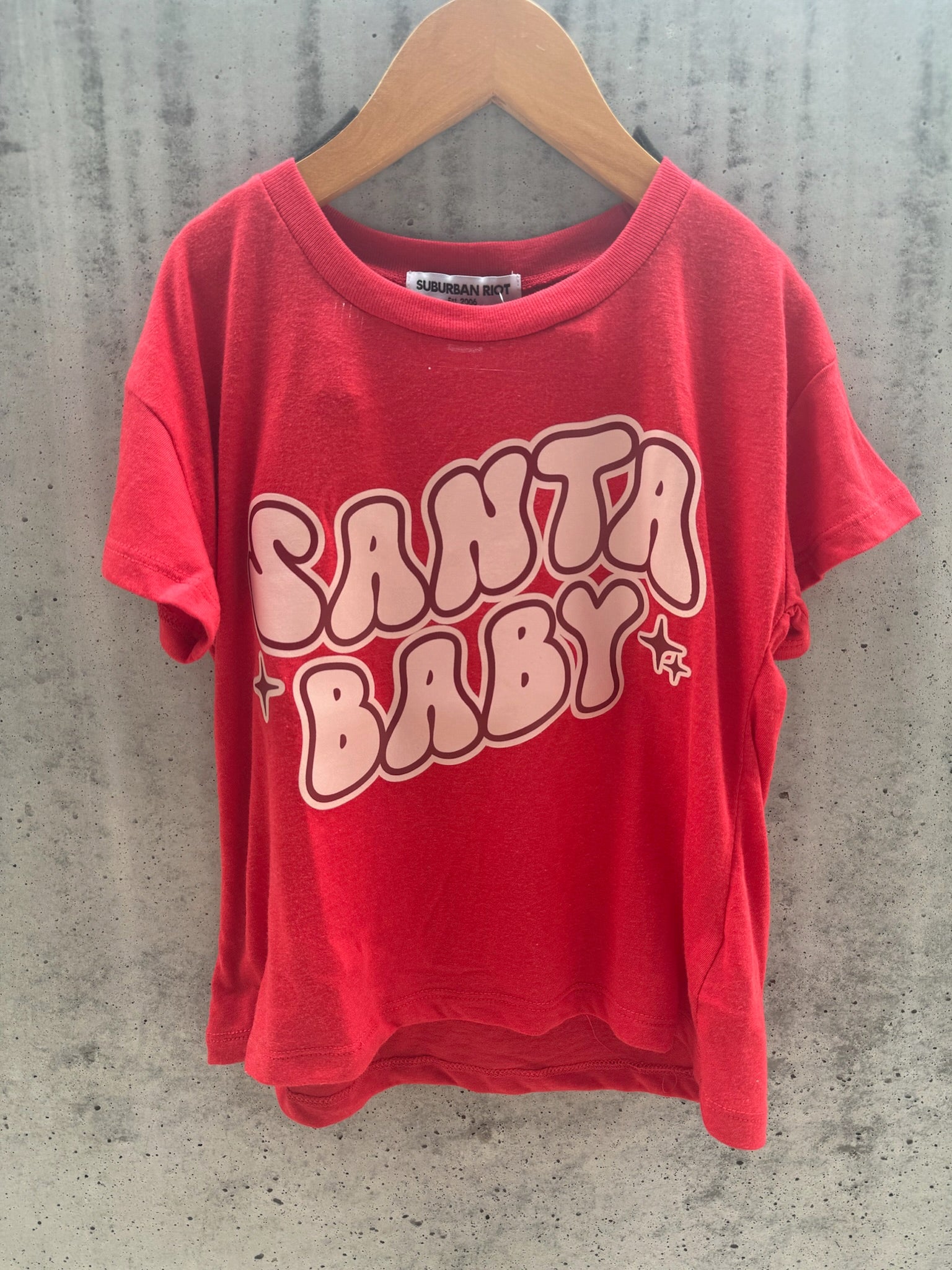 Suburban Riot Kid Boxy Crop Santa Baby Tee Red | Vagabond Apparel Boutique