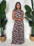 KLD Printed Wide Leg Animal Pant Mocha | Vagabond Apparel Boutique