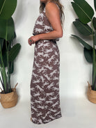 KLD Printed Wide Leg Animal Pant Mocha | Vagabond Apparel Boutique