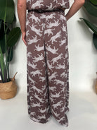 KLD Printed Wide Leg Animal Pant Mocha | Vagabond Apparel Boutique