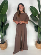 KLD Matte Crepe Pleated Wide Leg Pant Mocha | Vagabond Apparle Boutique