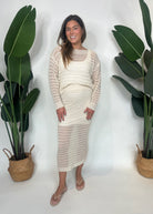 KLD Open Knit Mid Skirt Natural | Vagabond Apparel Boutique