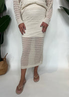 KLD Open Knit Mid Skirt Natural | Vagabond Apparel Boutique