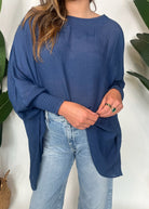 KLD Oversized Blouse With Smocked Cuff Sleeve | Vagabond Apparel Boutique