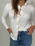 Bella Dahl L/S Rib Mix Shirt Winter White | Vagabond Apparel Boutique