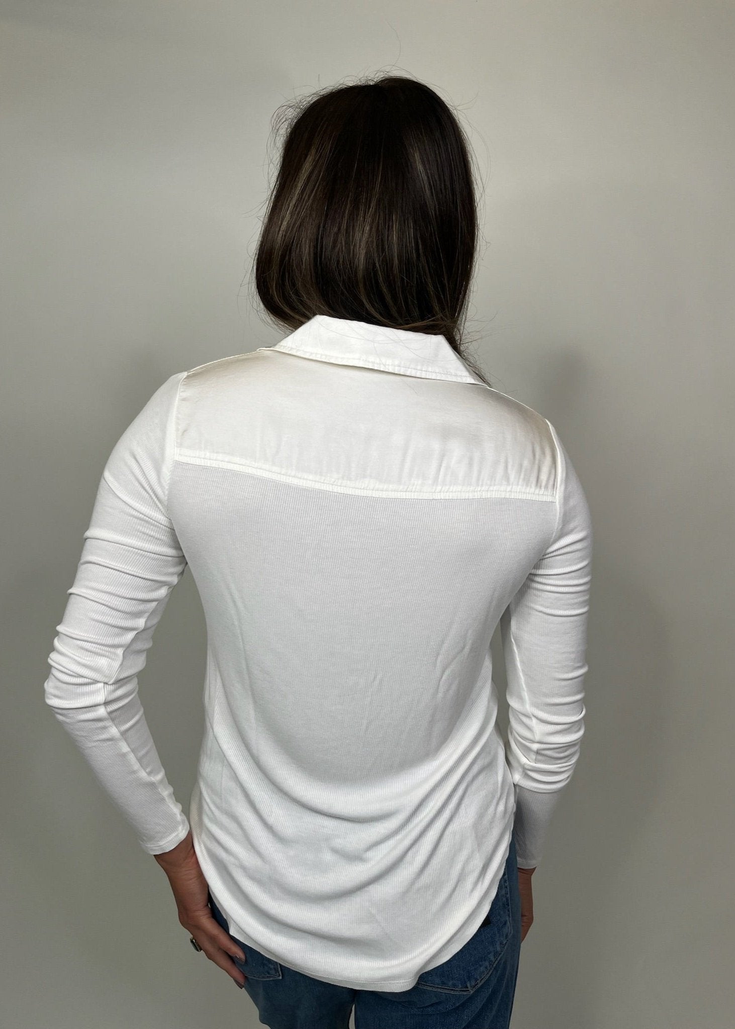 Bella Dahl L/S Rib Mix Shirt Winter White | Vagabond Apparel Boutique