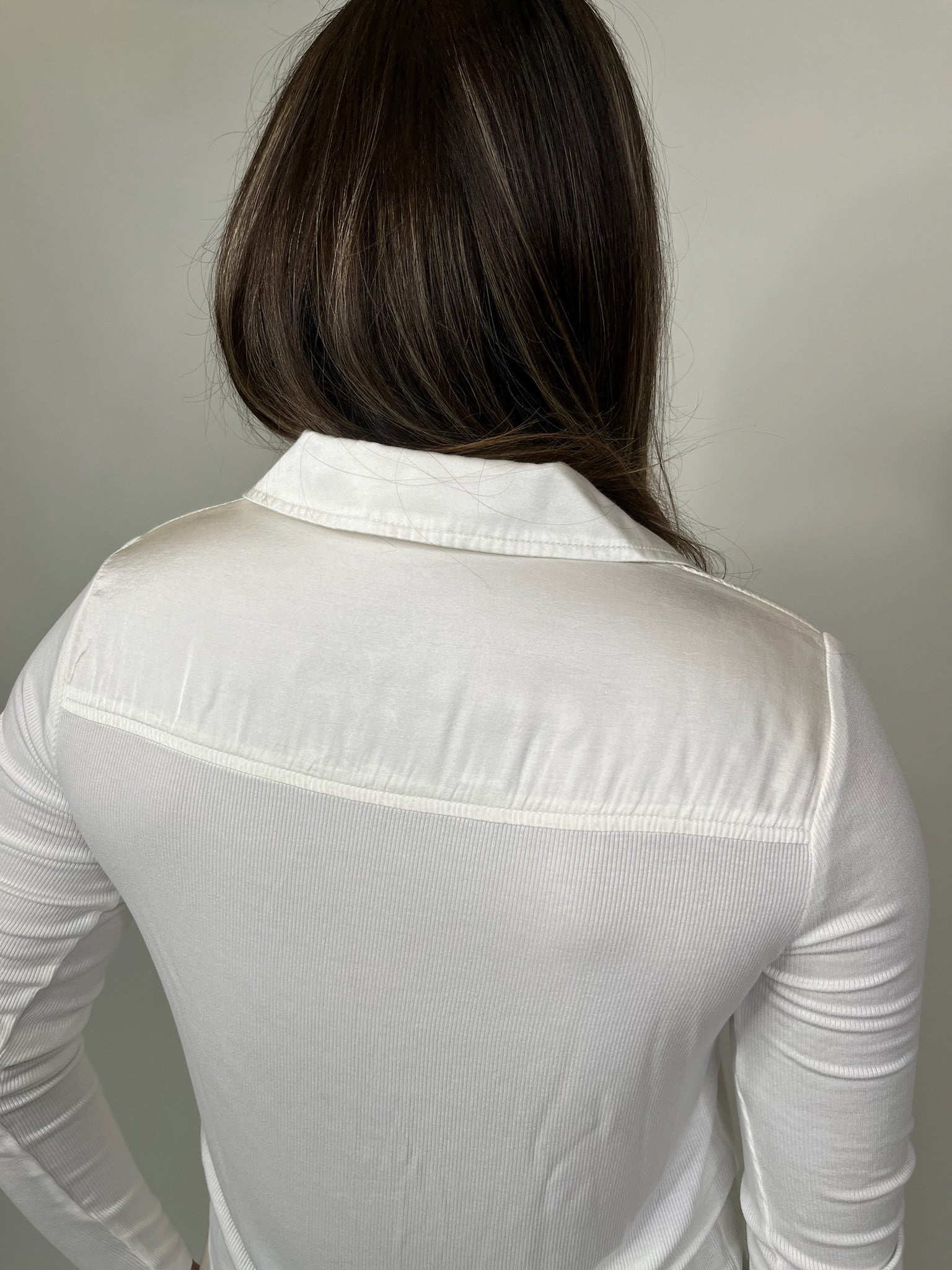 Bella Dahl L/S Rib Mix Shirt Winter White | Vagabond Apparel Boutique