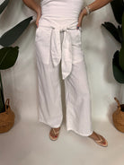 Sole Nicole Linen Tie Pant White