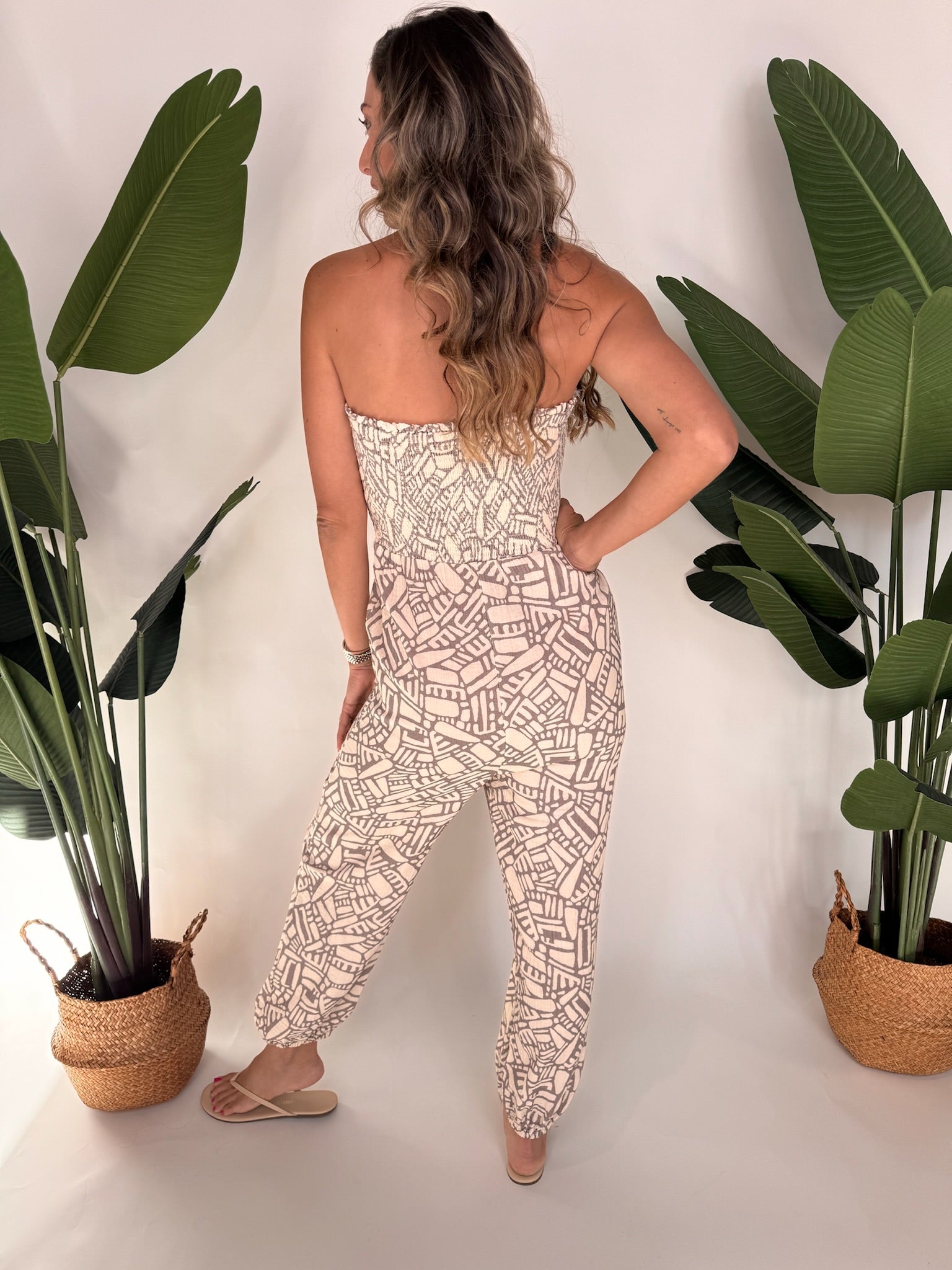 Bobi Tapered Leg Jumpsuit Tan