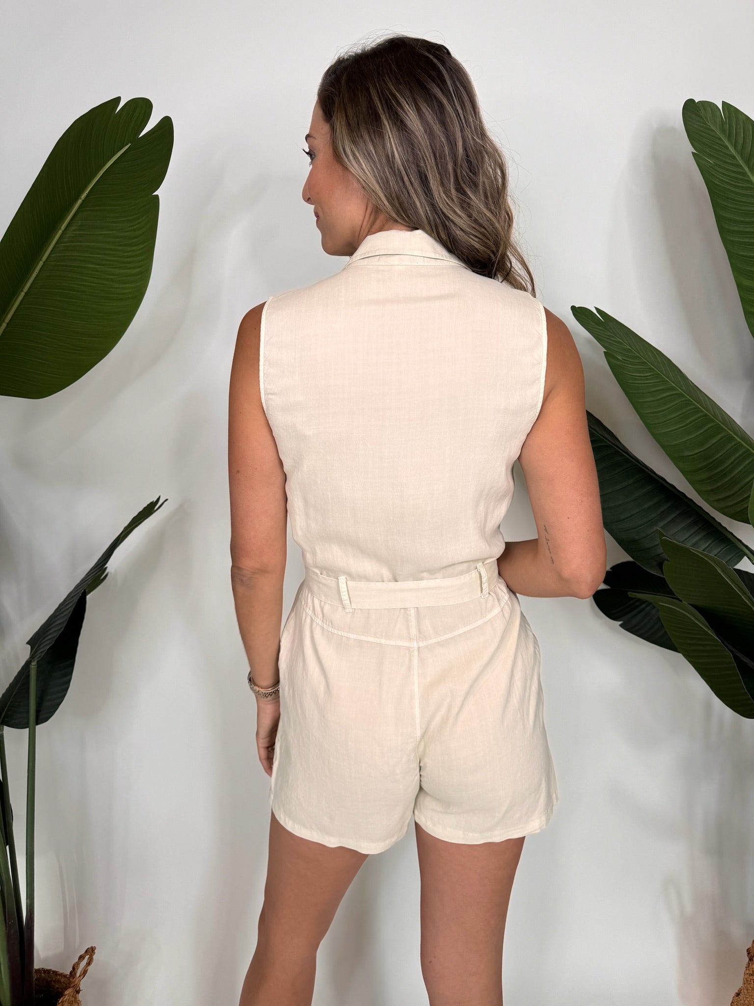 Bella Dahl Zip Front Romper Cliffside