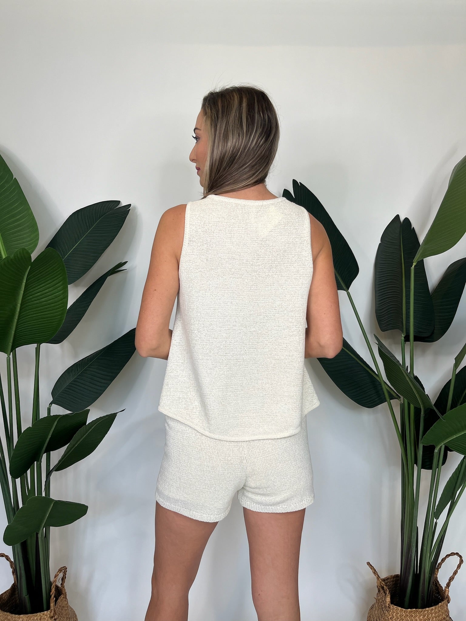 Wishlist Two Piece Tank and Shorts Sweater Set