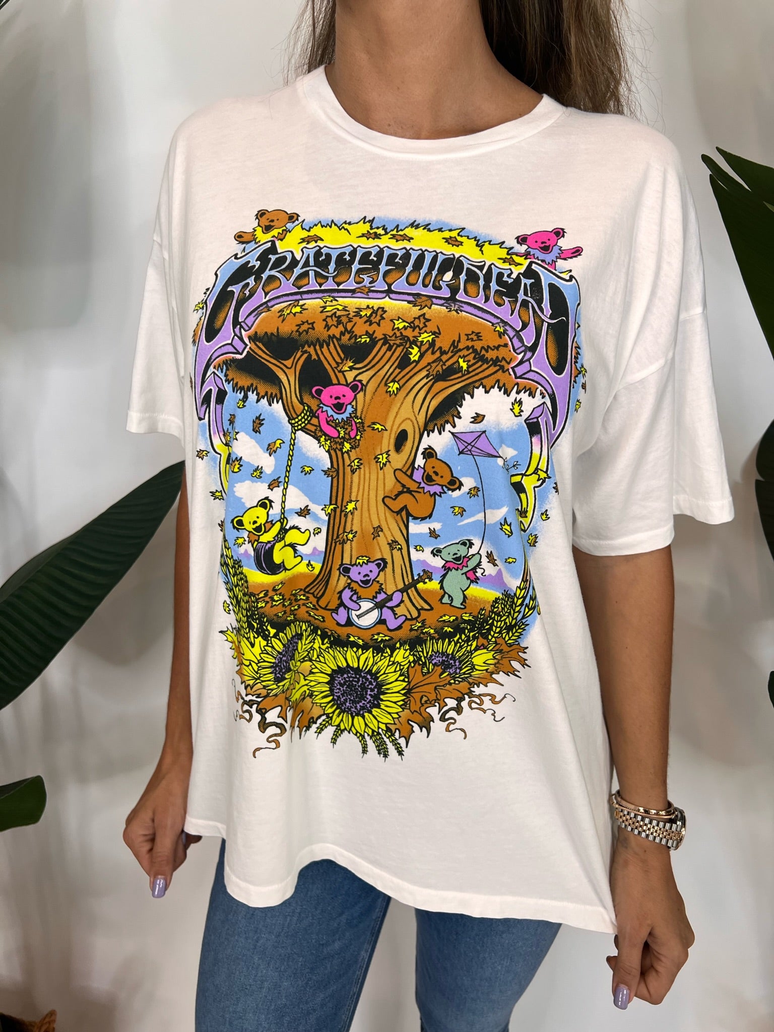 Daydreamer Grateful  Dead Autumn Bears Merch Tee Vintage White