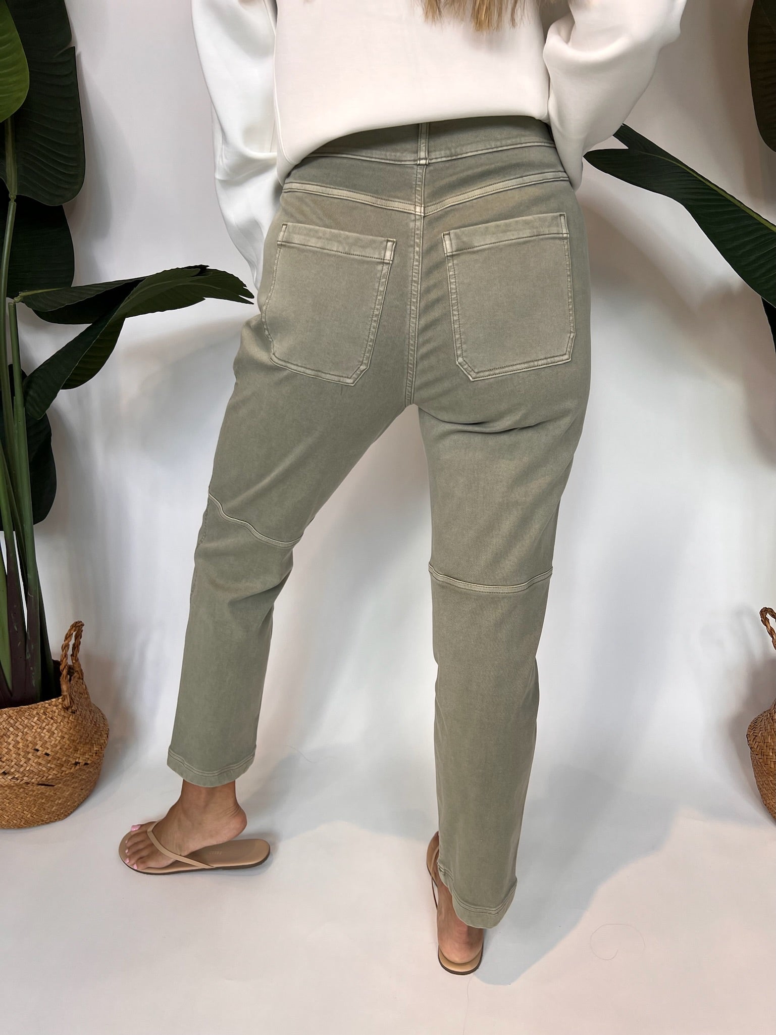 Spanx Stretch Twill Straight Leg Pant Olive Oil