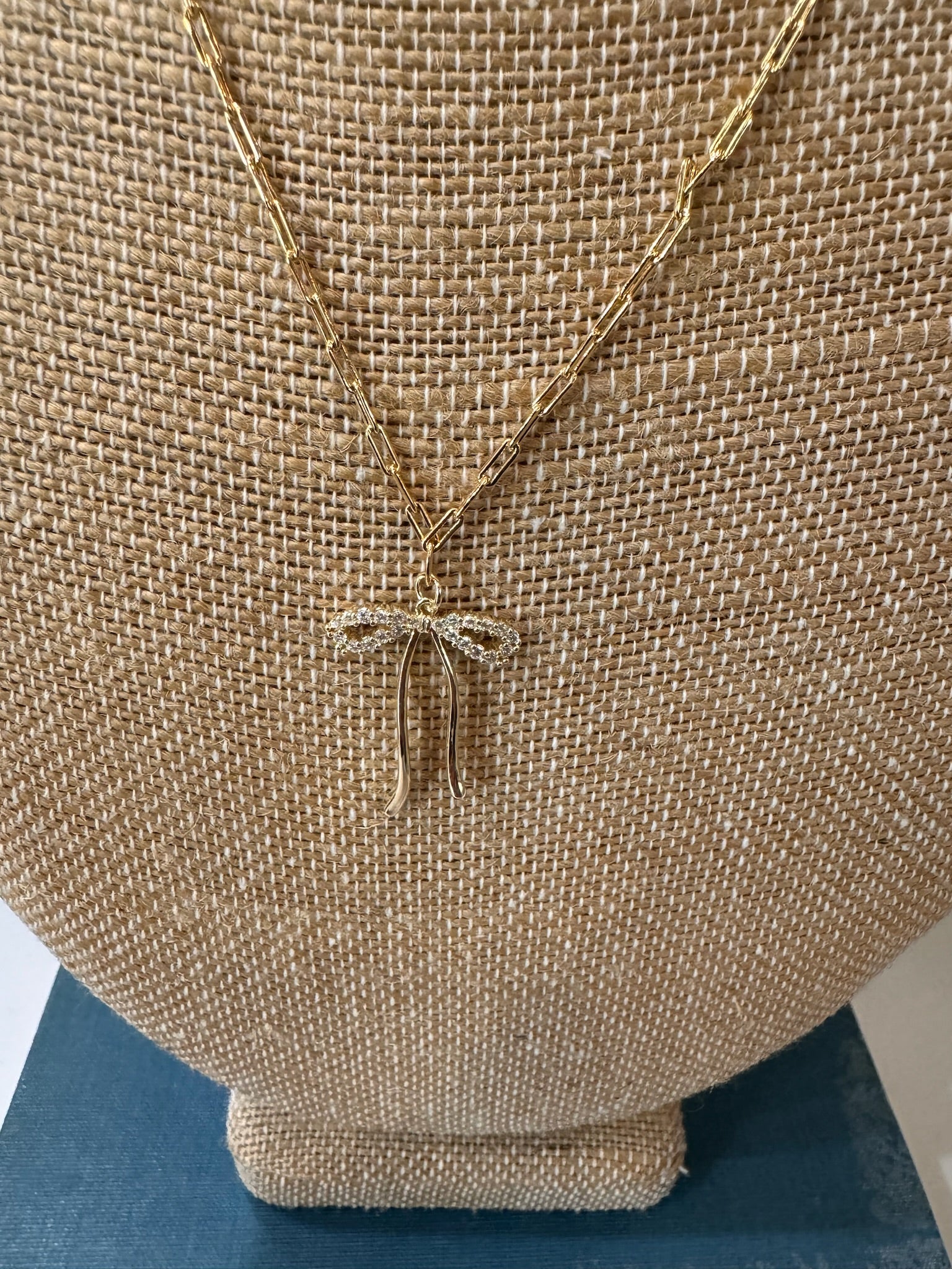 Silver Girl Pave Bow Necklace Gold Filled | Vagabond Apparel Boutique