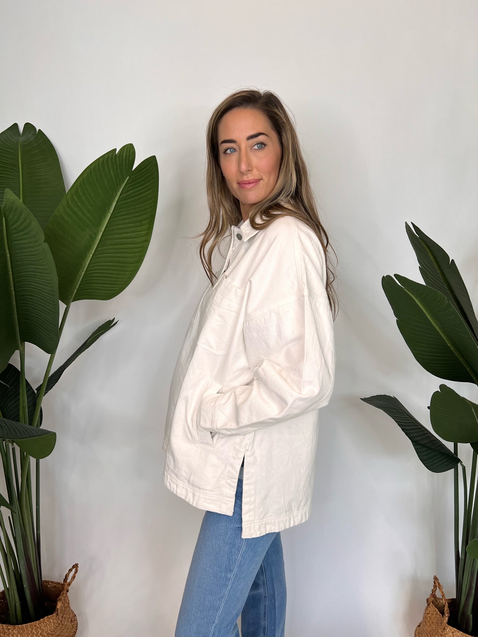 Free People Madison City Twill Jacket Optic White