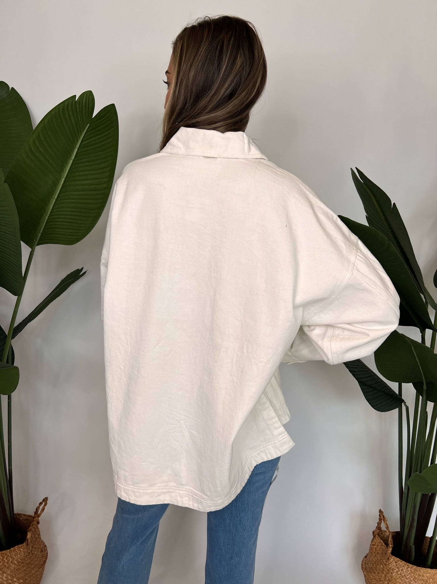 Free People Madison City Twill Jacket Optic White