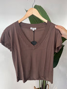 LA Made Suri Deep V Cap Sleeve Tee