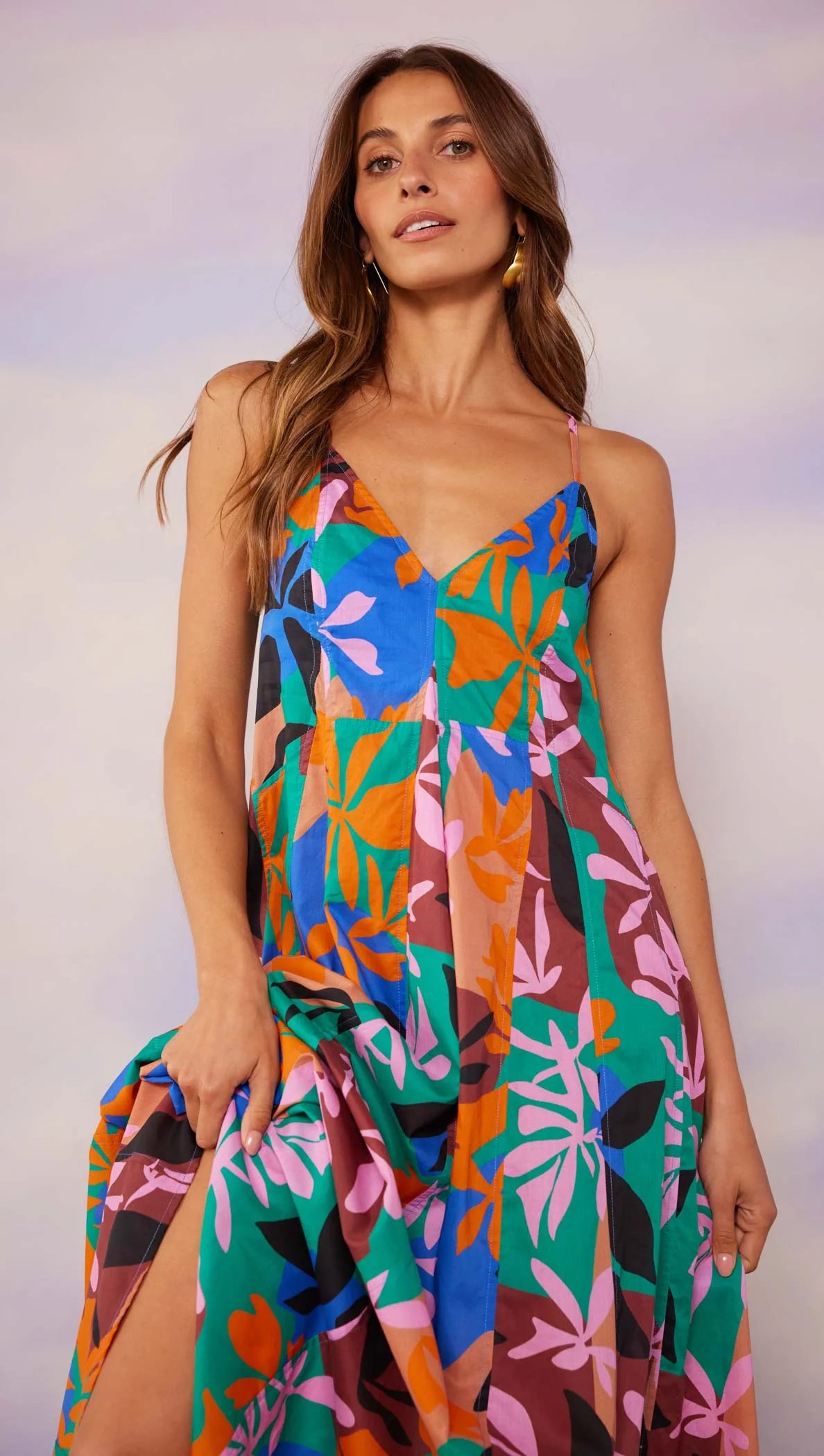 Mink Pink Ananya Strappy Tent Midi Dress Abstract | Vagabond Apparel Boutique