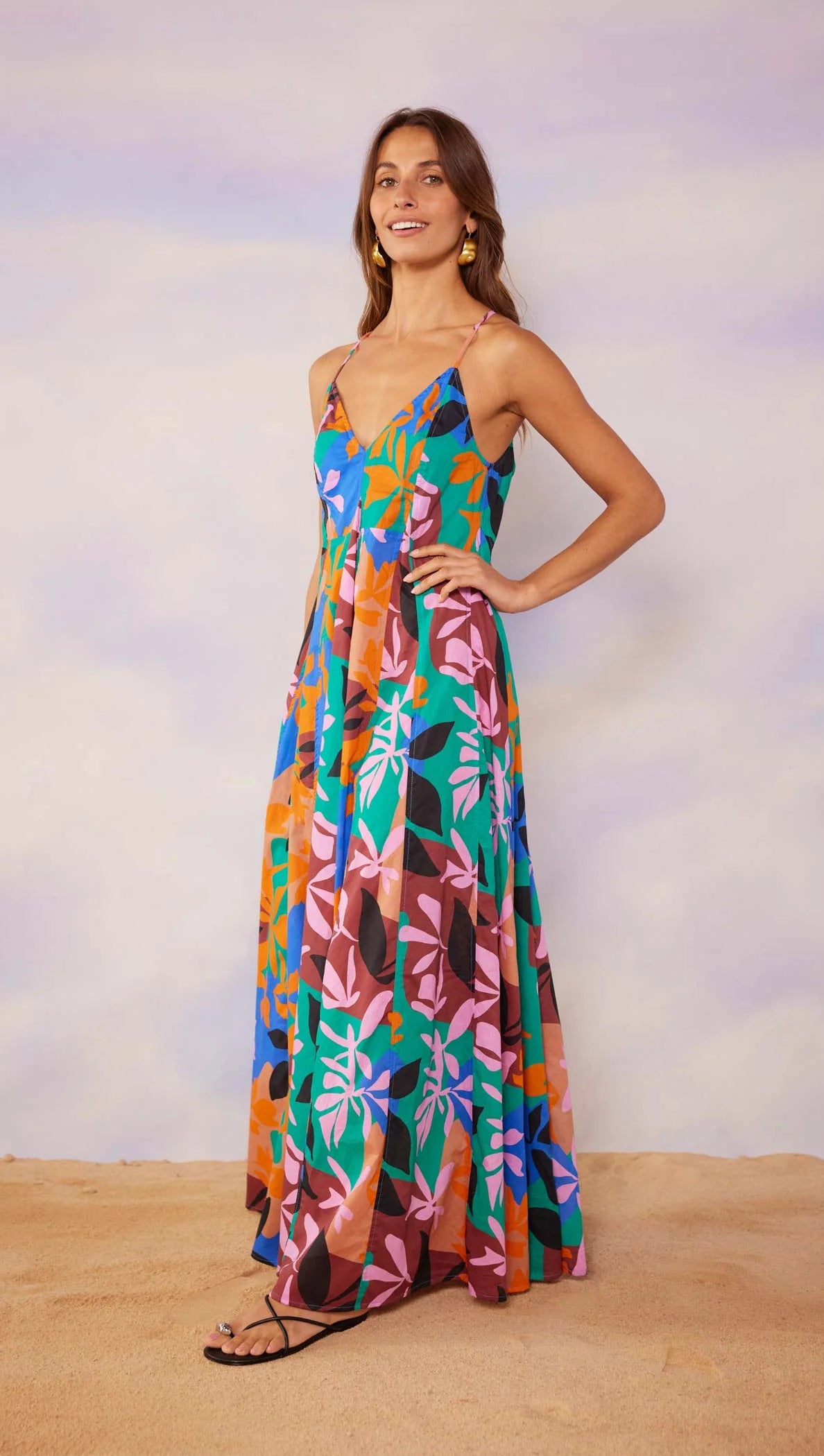 Mink Pink Ananya Strappy Tent Midi Dress Abstract | Vagabond Apparel Boutique