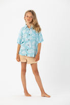 Tiare Hawaii Kid Aloha Shirt Palm Dusty Blue