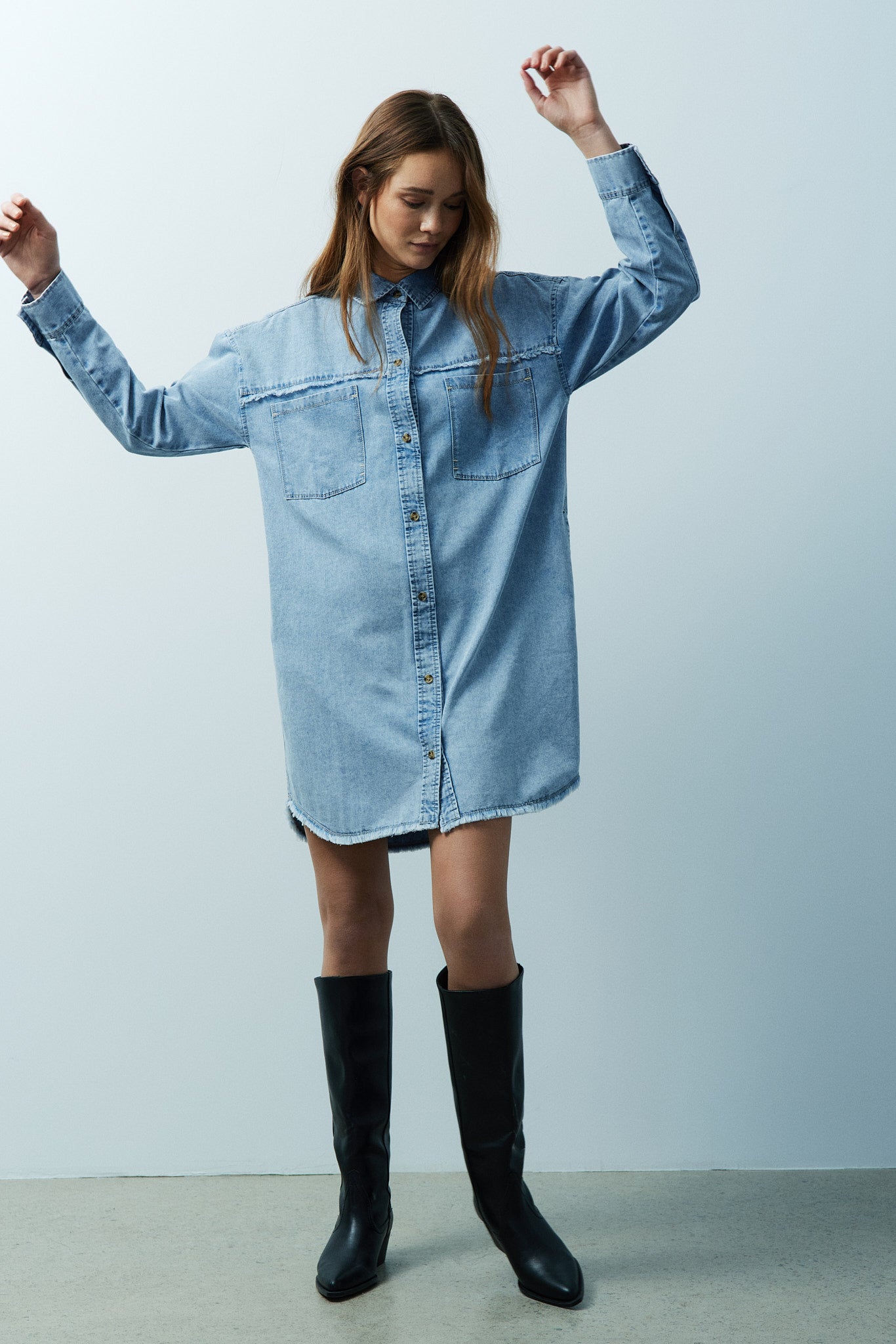 Melissa Nepton Kiri Shirt Dress Denim Blue | Vagabond Apparel Boutique