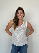 KLD Sequin Sleeveless Scoop Neck Sequins Top | Vagabond Apparel Boutique