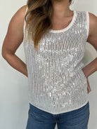 KLD Sequin Sleeveless Scoop Neck Sequins Top | Vagabond Apparel Boutique