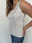 KLD Sequin Sleeveless Scoop Neck Sequins Top | Vagabond Apparel Boutique